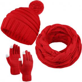 Knitted Winter Hat Scraf Glove sets 